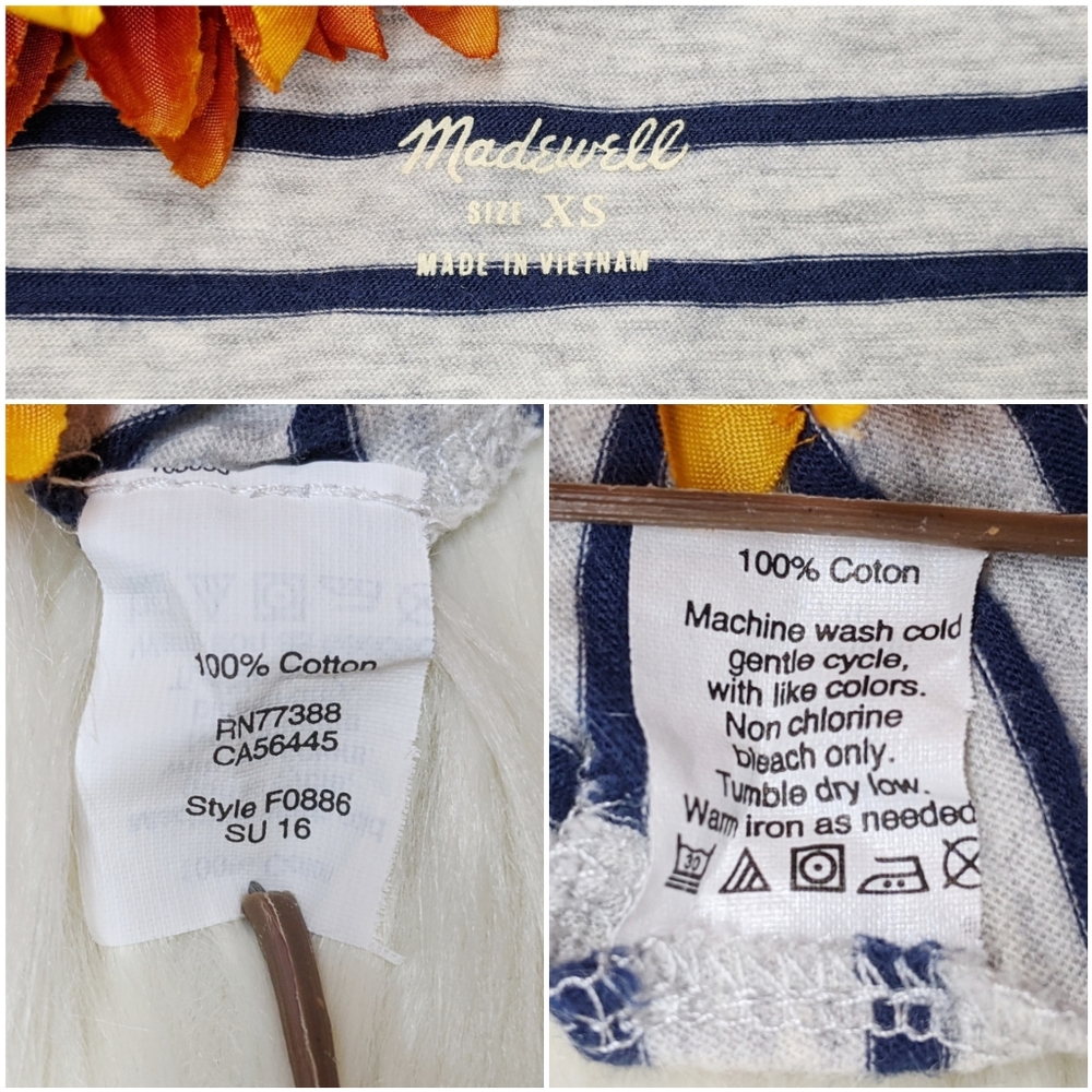 SOLD!!Madewell Blue & Gray Striped T-Shirt Size XS - Picture 5 of 6